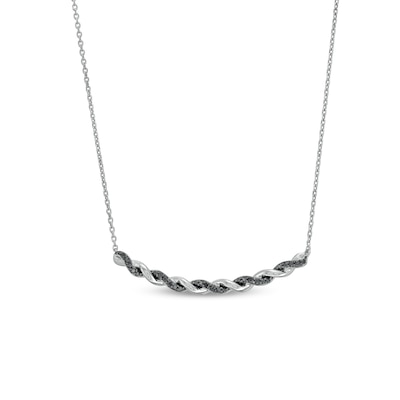 Circle of Gratitude® Collection 0.15 CT. T.W. Black Diamond Polished Curved Bar Necklace in Sterling Silver - 19"