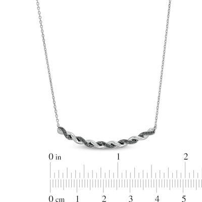 Circle of Gratitude® Collection 0.15 CT. T.W. Black Diamond Polished Curved Bar Necklace in Sterling Silver - 19"