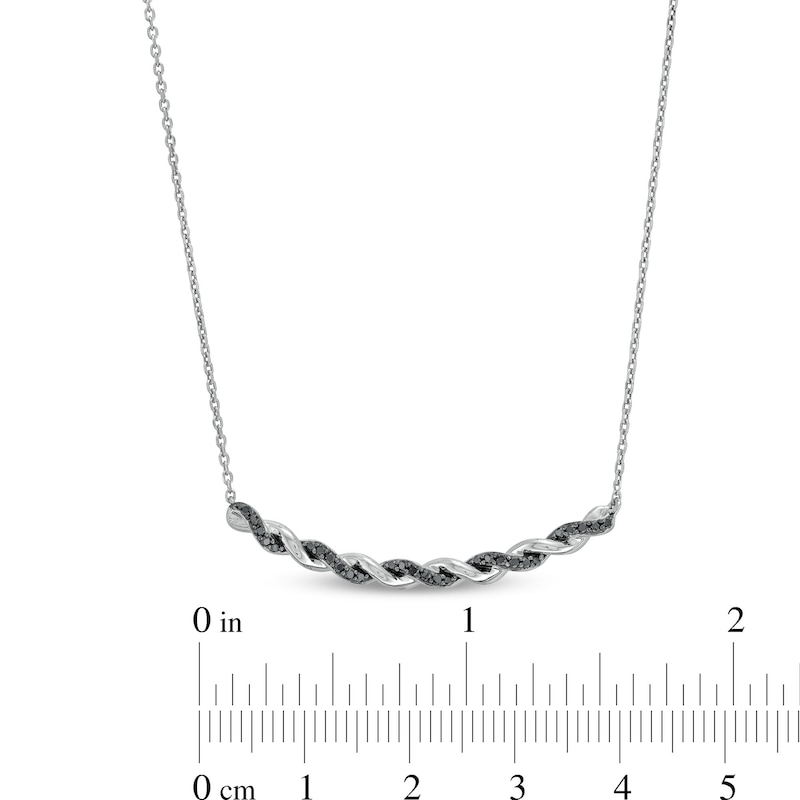 Circle of Gratitude® Collection 0.15 CT. T.W. Black Diamond Polished Curved Bar Necklace in Sterling Silver - 19"|Peoples Jewellers