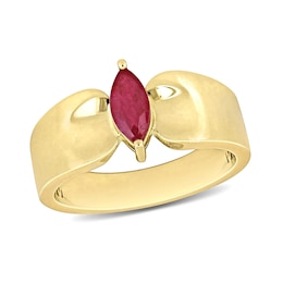 Eternally Bonded Marquise-Cut Ruby Solitaire Ring in 10K Gold