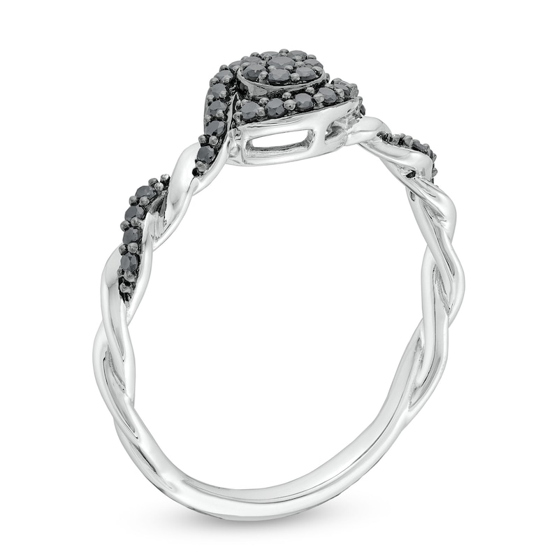 Circle of Gratitude® Collection 0.20 CT. T.W. Black Multi-Diamond Frame Twist Shank Ring in Sterling Silver|Peoples Jewellers