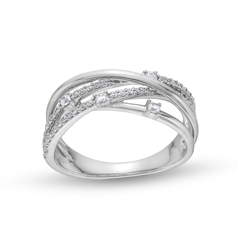 Circle of Gratitude® Collection 0.20 CT. T.W. Diamond Multi-Row Orbit Ring in Sterling Silver|Peoples Jewellers