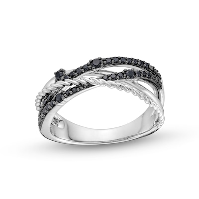 Circle of Gratitude® Collection 0.20 CT. T.W. Black Diamond Braided Orbit Ring in Sterling Silver