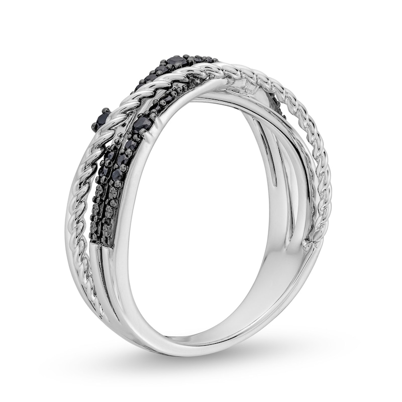 Circle of Gratitude® Collection 0.20 CT. T.W. Black Diamond Braided Orbit Ring in Sterling Silver