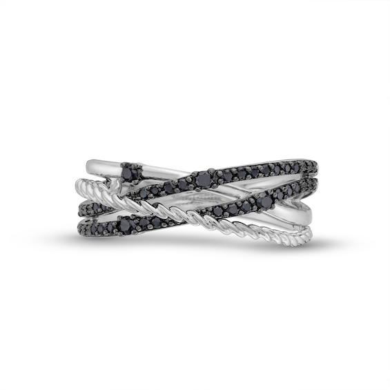 Circle of Gratitude® Collection 0.20 CT. T.W. Black Diamond Braided Orbit Ring in Sterling Silver