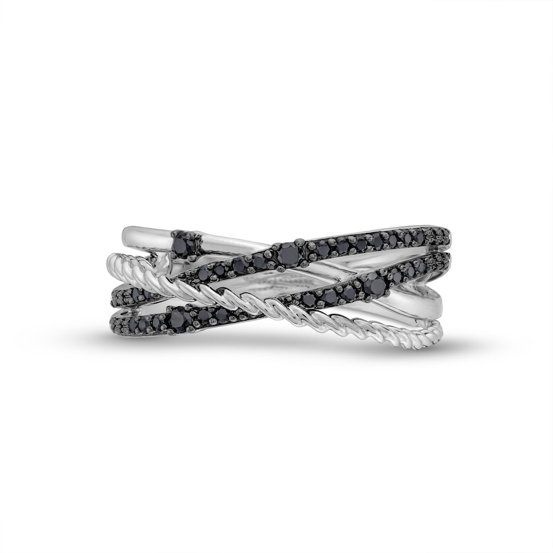 Circle of Gratitude® Collection 0.20 CT. T.W. Black Diamond Braided Orbit Ring in Sterling Silver|Peoples Jewellers