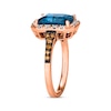 Thumbnail Image 1 of Le Vian® Emerald-Cut Deep Sea Blue Topaz™ and 0.30 CT. T.W. Diamond Octagon Frame Ring in 14K Strawberry Gold®