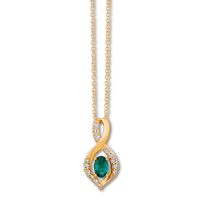 Le Vian® Oval Costa Smeralda Emerald™ and 0.20 CT. T.W. Diamond Infinity Frame Pendant in 14K Honey Gold™