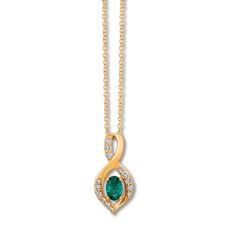 Le Vian® Oval Costa Smeralda Emerald™ and 0.20 CT. T.W. Diamond Infinity Frame Pendant in 14K Honey Gold™|Peoples Jewellers