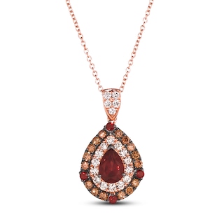 Le Vian® Pear-Shaped Pomegranate Garnet™ and 0.60 CT. T.W. Diamond Teardrop Pendant in 14K Strawberry Gold™