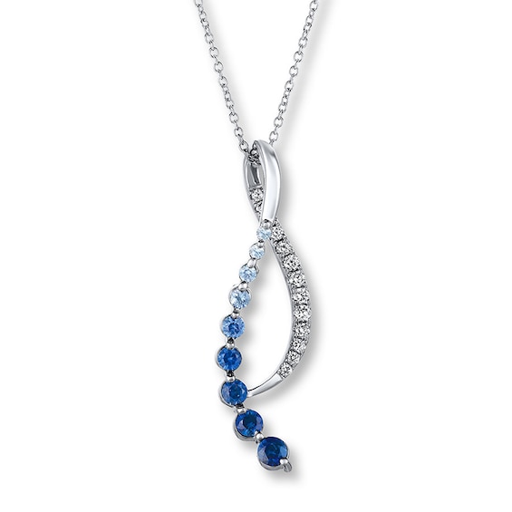 Le Vian® Blueberry Sapphires™, Vanilla Sapphires™ and 0.15 CT. T.W. Diamond Denim Ombré™ Pendant in 14K Vanilla Gold™