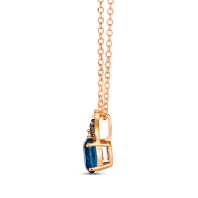 Le Vian® Oval Deep Sea Blue Topaz™ and 0.10 CT. T.W. Diamond Pendant in 14K Strawberry Gold®