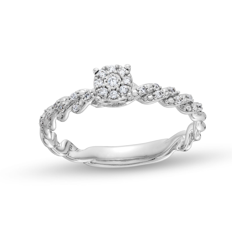 Circle of Gratitude® Collection 0.10 CT. T.W. Diamond Frame Braided Shank Ring in 10K White Gold|Peoples Jewellers