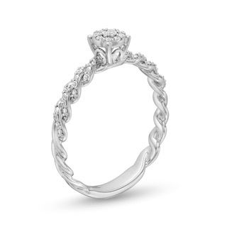 Circle of Gratitude® Collection 0.10 CT. T.W. Diamond Frame Braided Shank Ring in 10K White Gold