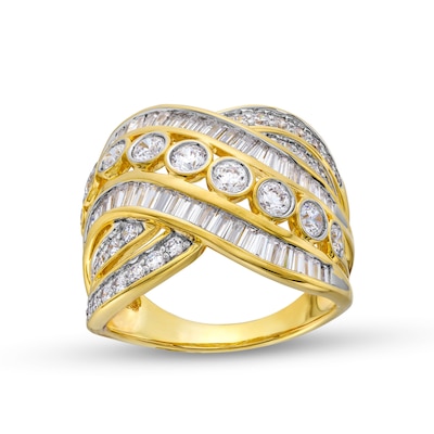 2.00 CT. T.W. Diamond Bezel-Set Bypass Multi-Row Ring in 10K Gold