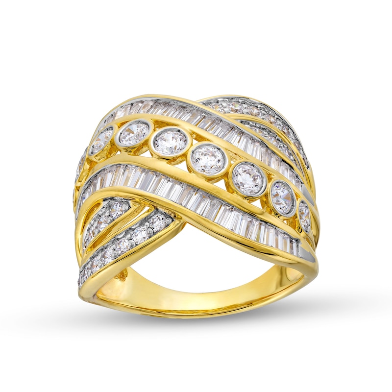 2.00 CT. T.W. Diamond Bezel-Set Bypass Multi-Row Ring in 10K Gold|Peoples Jewellers