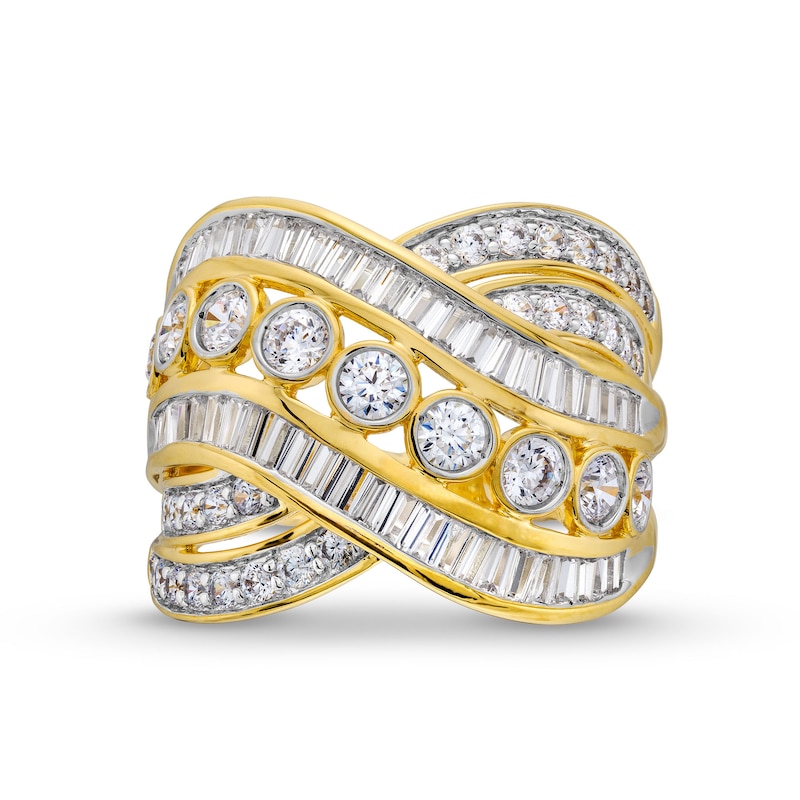 2.00 CT. T.W. Diamond Bezel-Set Bypass Multi-Row Ring in 10K Gold|Peoples Jewellers