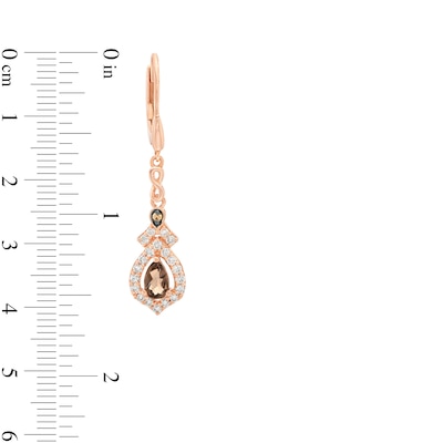 Le Vian® Pear-Shaped Chocolate Quartz™ and 0.60 CT. T.W. Diamond Ornate Frame Drop Earrings in 14K Strawberry Gold™