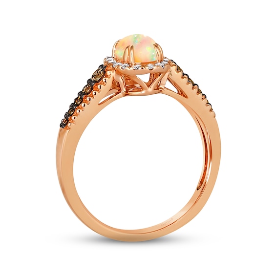 Le Vian® Oval Neapolitan Opal™ and 0.30 CT. T.W. Diamond Frame Ring in 14K Strawberry Gold™