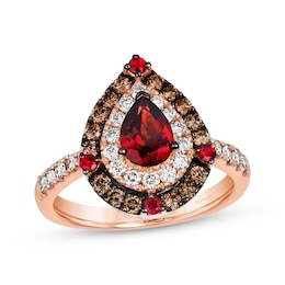 Le Vian® Pear-Shaped Pomegranate Garnet™ and 0.70 CT. T.W. Diamond Teardrop Ring in 14K Strawberry Gold™