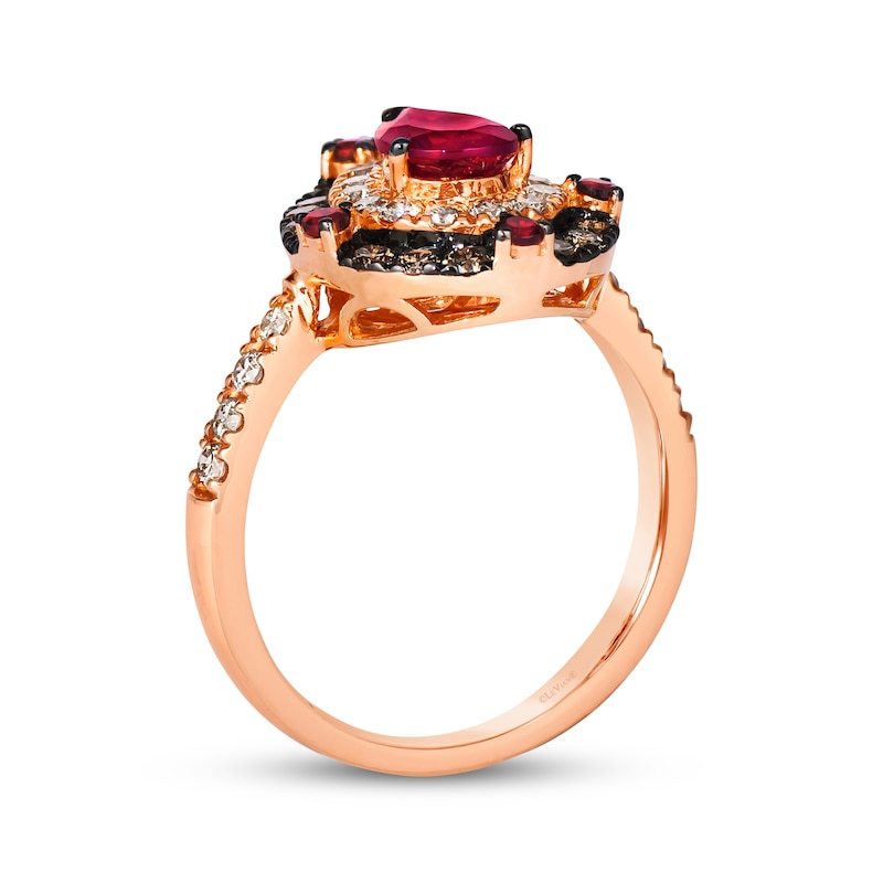 Le Vian® Pear-Shaped Pomegranate Garnet™ and 0.70 CT. T.W. Diamond Teardrop Ring in 14K Strawberry Gold™|Peoples Jewellers