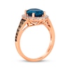 Le Vian® Oval Deep Sea Blue Topaz™ and 0.50 CT. T.W. Diamond Frame Ring in 14K Strawberry Gold®