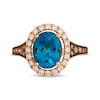 Le Vian® Oval Deep Sea Blue Topaz™ and 0.50 CT. T.W. Diamond Frame Ring in 14K Strawberry Gold®