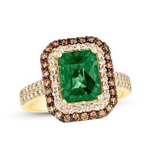 Le Vian® Emerald-Cut Costa Smeralda Emerald™ and 0.80 CT. T.W. Diamond Frame Ring in 14K Honey Gold™