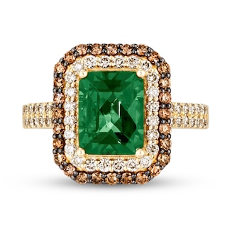 Le Vian® Emerald-Cut Costa Smeralda Emerald™ and 0.80 CT. T.W. Diamond Frame Ring in 14K Honey Gold™