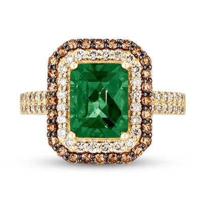 Le Vian® Emerald-Cut Costa Smeralda Emerald™ and 0.80 CT. T.W. Diamond Frame Ring in 14K Honey Gold™