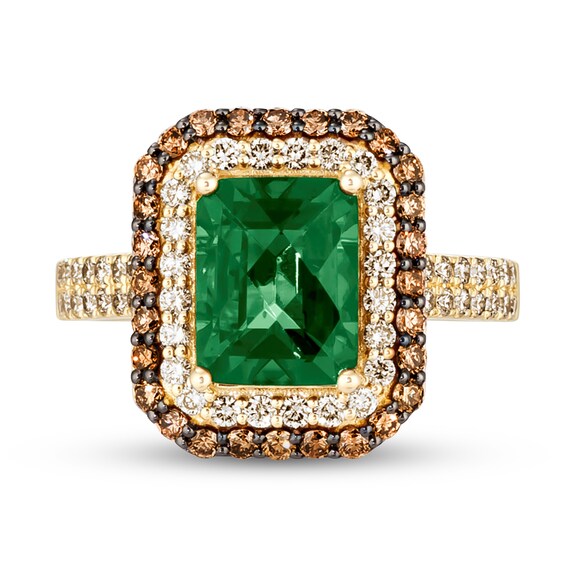 Le Vian® Emerald-Cut Costa Smeralda Emerald™ and 0.80 CT. T.W. Diamond Frame Ring in 14K Honey Gold™