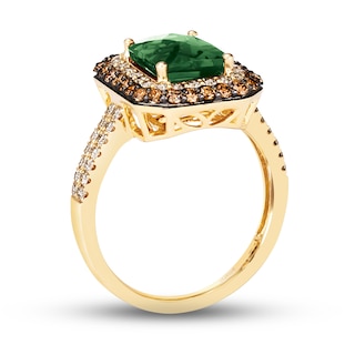 Le Vian® Emerald-Cut Costa Smeralda Emerald™ and 0.80 CT. T.W. Diamond Frame Ring in 14K Honey Gold™