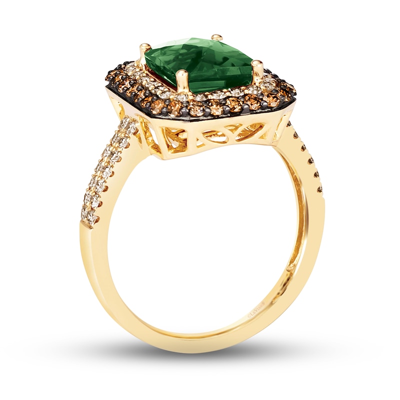 Le Vian® Emerald-Cut Costa Smeralda Emerald™ and 0.80 CT. T.W. Diamond Frame Ring in 14K Honey Gold™|Peoples Jewellers