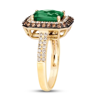 Le Vian® Emerald-Cut Costa Smeralda Emerald™ and 0.80 CT. T.W. Diamond Frame Ring in 14K Honey Gold™