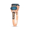 Thumbnail Image 2 of Le Vian® Oval Deep Sea Blue Topaz™ and 0.25 CT. T.W. Diamond Three Stone Ring in 14K Strawberry Gold®