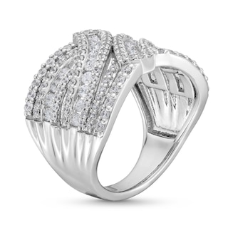 1.50 CT. T.W. Certified Lab-Created Diamond Bypass Multi-Row Ring in 10K White Gold (I/SI2)