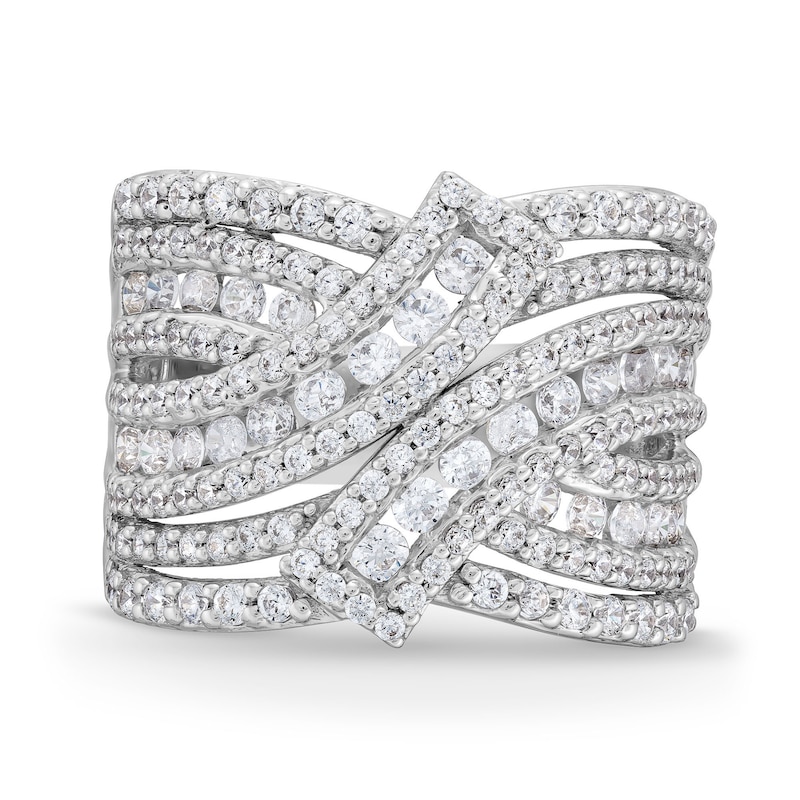1.50 CT. T.W. Certified Lab-Created Diamond Bypass Multi-Row Ring in 10K White Gold (I/SI2)|Peoples Jewellers