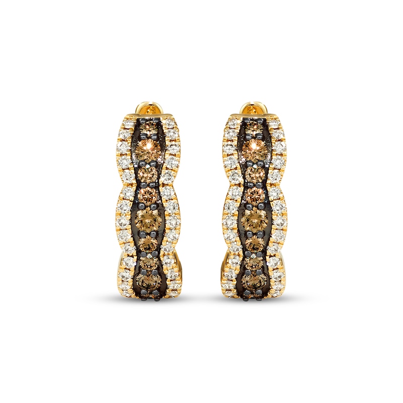 Le Vian® 1.00 CT. T.W. Chocolate Diamond® and Nude Diamond™ Edge Scallop Hoop Earrings in 14K Honey Gold™|Peoples Jewellers