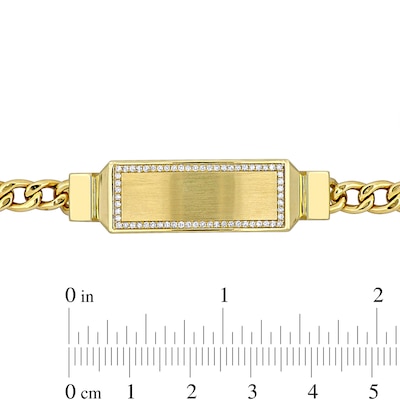 Eternally Bonded Men's 0.31 CT. T.W. Diamond Outline I.D. Curb Chain Bracelet in 14K Two-Tone Gold