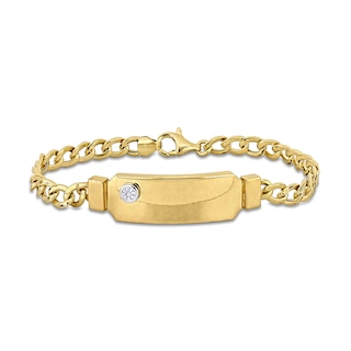 Eternally Bonded Men's 0.20 CT. Diamond Bottle with Cap I.D. Curb Chain Bracelet in 14K Gold