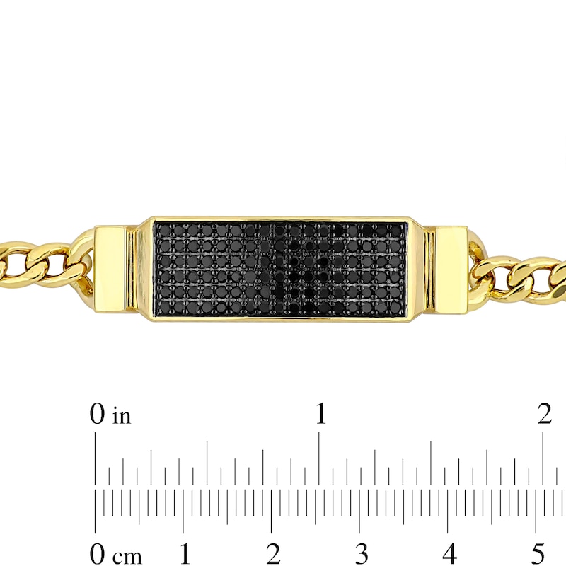 Eternally Bonded Men's 1.63 CT. T.W. Black Diamond I.D. Curb Chain Bracelet in 14K Gold|Peoples Jewellers