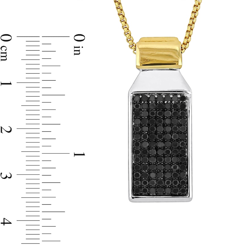 Eternally Bonded Men's 1.45 CT. T.W. Black Diamond Rectangle Bottle with Cap Pendant in 14K Two-Tone Gold