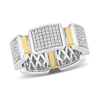 Eternally Bonded Men's 0.96 CT. T.W. Diamond Collar Station Band in 14K Two-Tone Gold