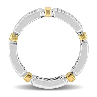 Eternally Bonded Men's 0.96 CT. T.W. Diamond Collar Station Band in 14K Two-Tone Gold