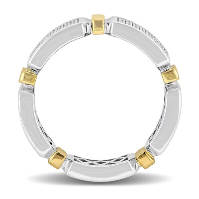 Eternally Bonded Men's 0.96 CT. T.W. Diamond Collar Station Band in 14K Two-Tone Gold