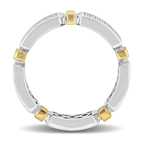 Eternally Bonded Men's 0.96 CT. T.W. Diamond Collar Station Band in 14K Two-Tone Gold