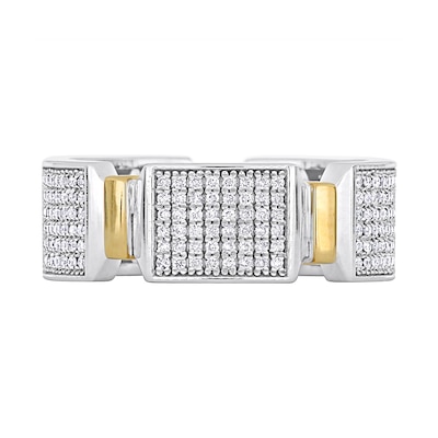 Eternally Bonded Men's 0.96 CT. T.W. Diamond Collar Station Band in 14K Two-Tone Gold