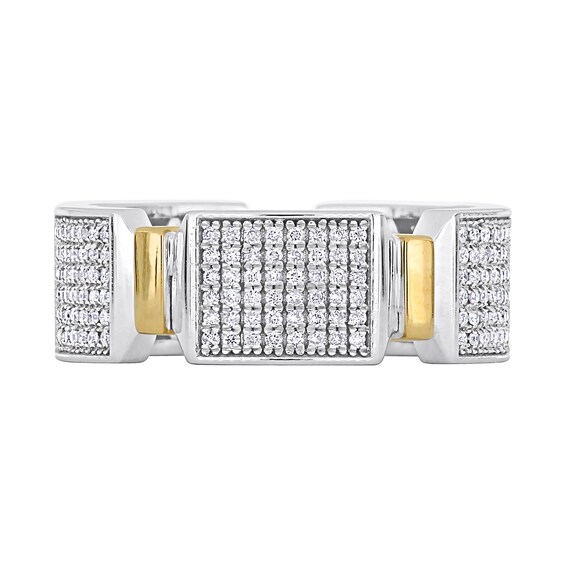 Eternally Bonded Men's 0.96 CT. T.W. Diamond Collar Station Band in 14K Two-Tone Gold