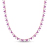 Heart-Shaped Pink and White Lab-Created Sapphire Line Necklace in Sterling Silver with Rose Gold Flash Plate