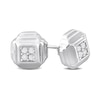 Thumbnail Image 1 of Eternally Bonded Men's 0.19 CT. T.W. Diamond Tiered Square Stud Earrings in Sterling Silver